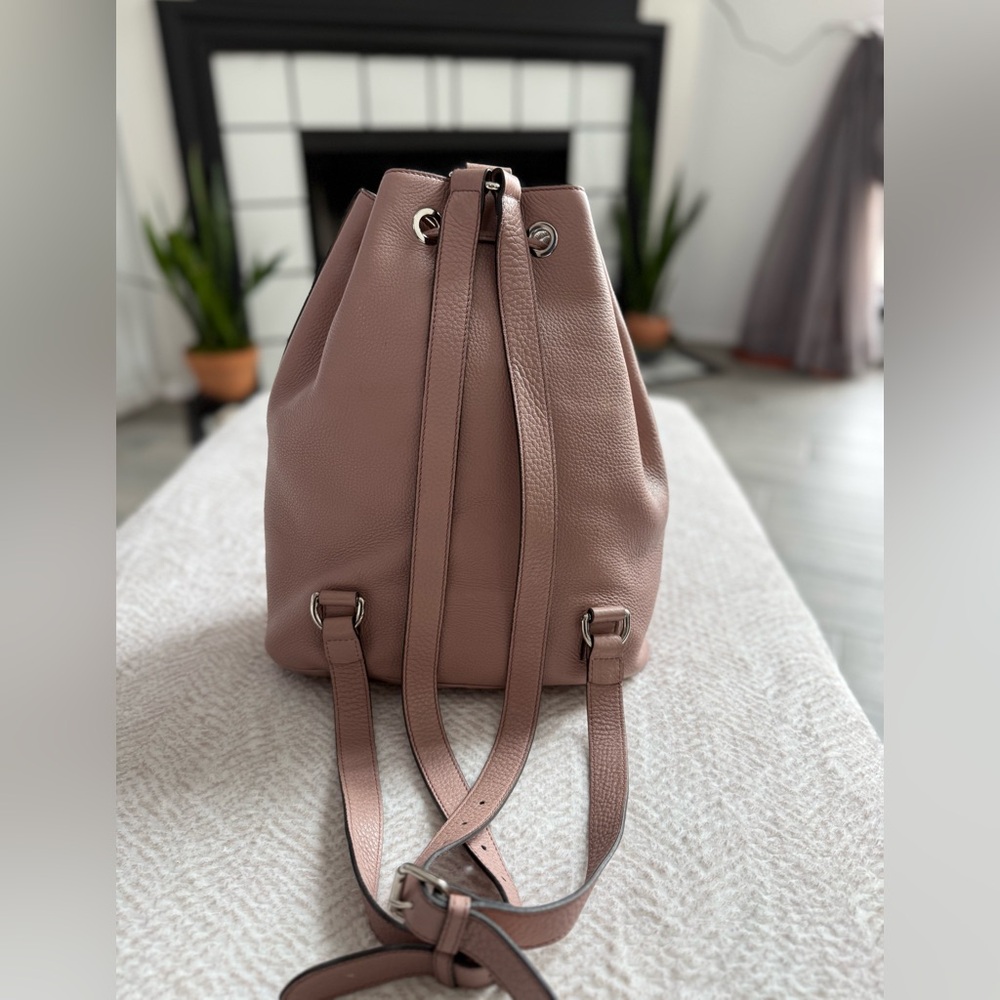 Gucci Pink Leather Drawstring Backpack - image 4